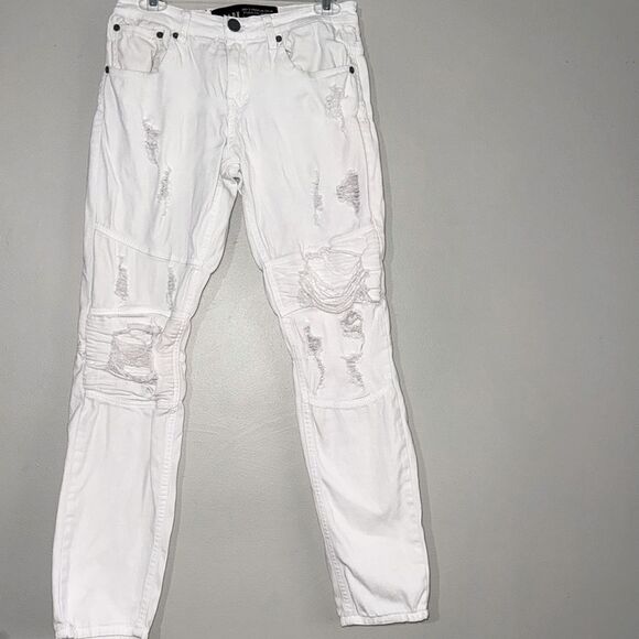 Spark men’s premium denim studio collection, distressed Moto jeans size 30 x 32 - Picture 1 of 6